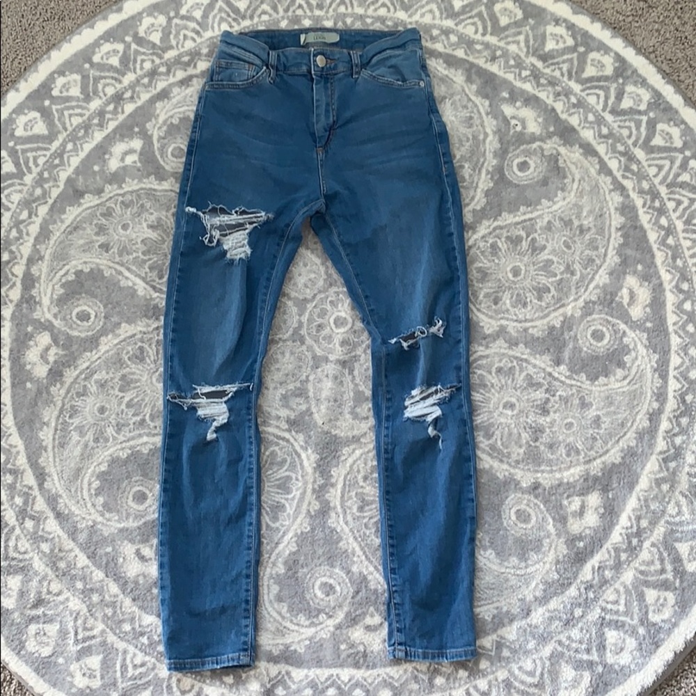 Topshop high waisted ripped Leigh jeans